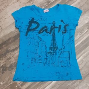 California girls size medium blue Paris top